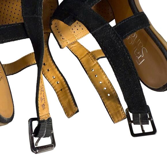 Franco Sarto Harlet2 Perforated Leather Suede Chunky Heel Sandals Shoes 7M - Picture 10 of 13